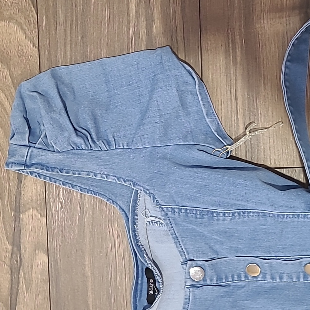 Boutique 9 Light Blue Denim Mini Dress with Belt - Picture 3 of 3